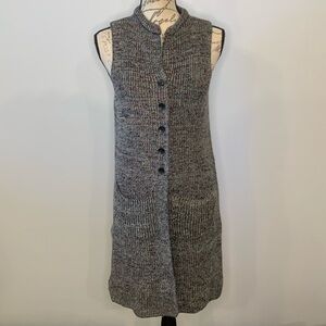 Ethereal by Paper Crane longline button front cardigan sweater vest rabbit fur S